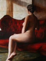 Cyprian  NOCOŃ - obrazy - Czerwona sofa