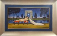 Rafał OLBIŃSKI - Białe małżeństwo - akryl i olej na płótnie (w ramie 68x107), 38x77 Rafał OLBIŃSKI - Białe małżeństwo