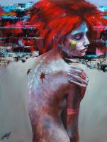 Piotr JAKUBCZAK - Upadły anioł - olej na płótnie, 80x60 Piotr JAKUBCZAK - Upadły anioł