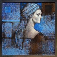 Mira  SKOCZEK-WOJNICKA - obrazy - Niebieski kwadrat - błękitny turban